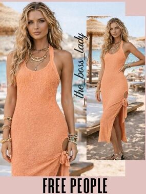 Free People dress Free-est midi dress side slit cutout stretchy XS